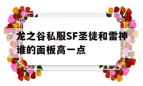 龙之谷私服SF圣徒和雷神谁的面板高一点的简单介绍