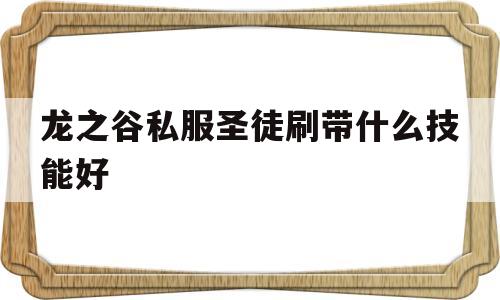 龙之谷私服圣徒刷带什么技能好的简单介绍