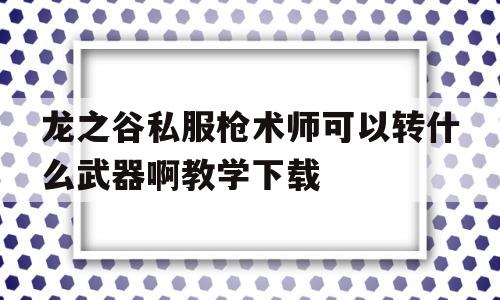 龙之谷私服枪术师可以转什么武器啊教学下载的简单介绍