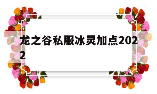 龙之谷私服冰灵加点2022的简单介绍