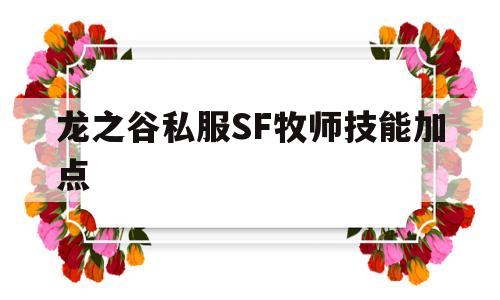 龙之谷私服SF牧师技能加点