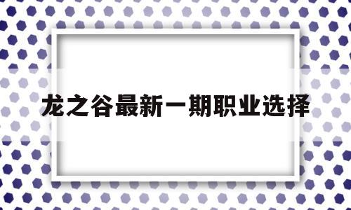 龙之谷最新一期职业选择