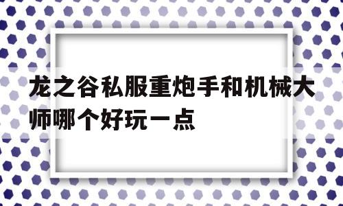 关于龙之谷私服重炮手和机械大师哪个好玩一点的信息