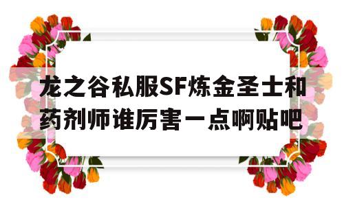 龙之谷私服SF炼金圣士和药剂师谁厉害一点啊贴吧的简单介绍