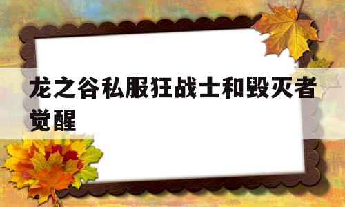 龙之谷私服狂战士和毁灭者觉醒