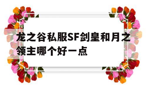 龙之谷私服SF剑皇和月之领主哪个好一点