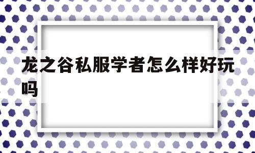 龙之谷私服学者怎么样好玩吗