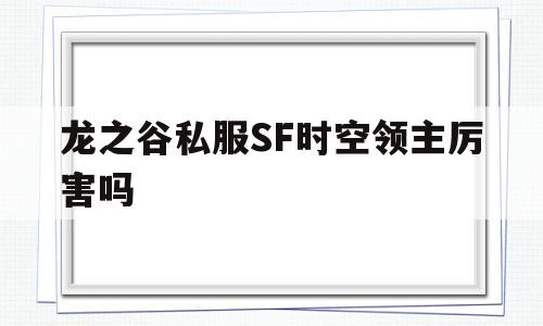 龙之谷私服SF时空领主厉害吗