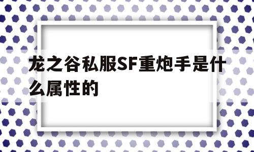 关于龙之谷私服SF重炮手是什么属性的的信息