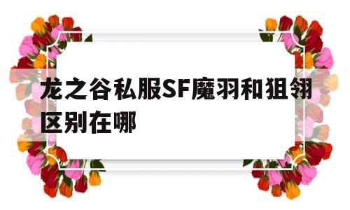 关于龙之谷私服SF魔羽和狙翎区别在哪的信息