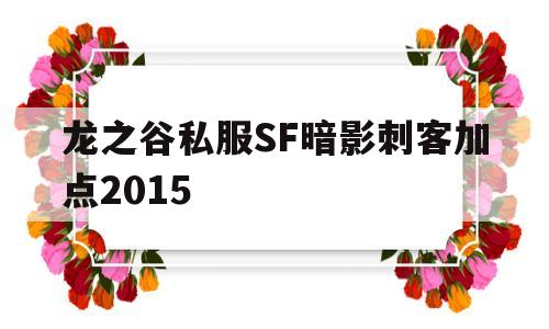 龙之谷私服SF暗影刺客加点2015的简单介绍