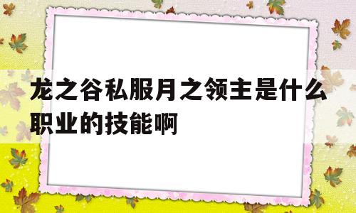 包含龙之谷私服月之领主是什么职业的技能啊的词条