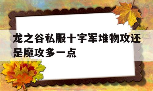 龙之谷私服十字军堆物攻还是魔攻多一点的简单介绍