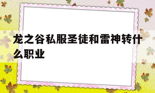 龙之谷私服圣徒和雷神转什么职业的简单介绍