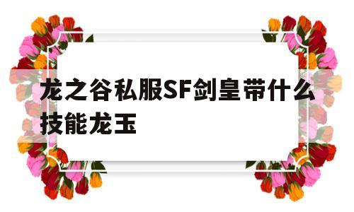 龙之谷私服SF剑皇带什么技能龙玉的简单介绍