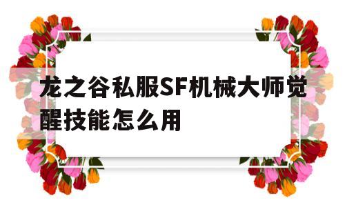 关于龙之谷私服SF机械大师觉醒技能怎么用的信息