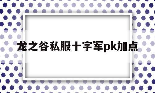 龙之谷私服十字军pk加点的简单介绍