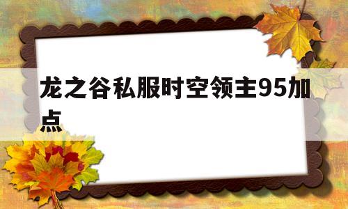 龙之谷私服时空领主95加点