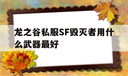 龙之谷私服SF毁灭者用什么武器最好的简单介绍