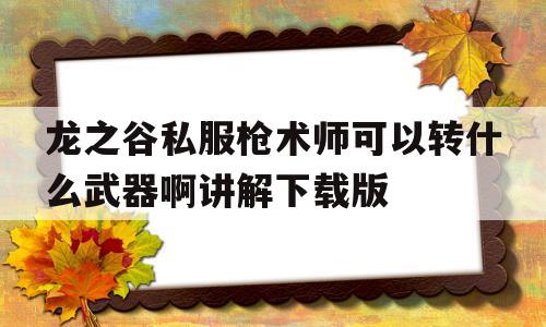 关于龙之谷私服枪术师可以转什么武器啊讲解下载版的信息