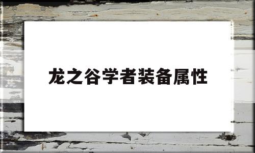 龙之谷学者装备属性