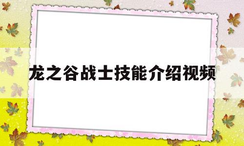 龙之谷战士技能介绍视频