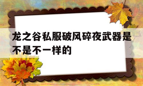 包含龙之谷私服破风碎夜武器是不是不一样的的词条