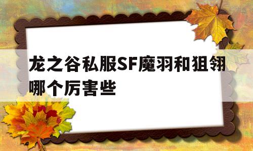 龙之谷私服SF魔羽和狙翎哪个厉害些的简单介绍