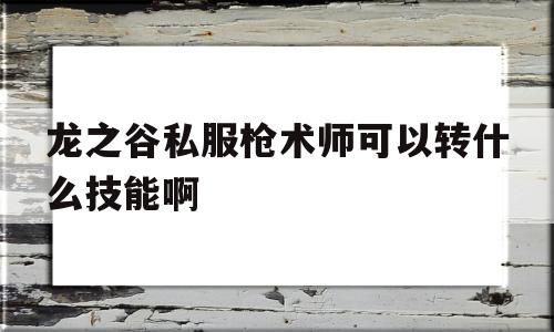 龙之谷私服枪术师可以转什么技能啊的简单介绍