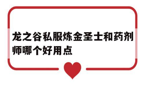 龙之谷私服炼金圣士和药剂师哪个好用点的简单介绍