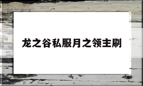 龙之谷私服月之领主刷