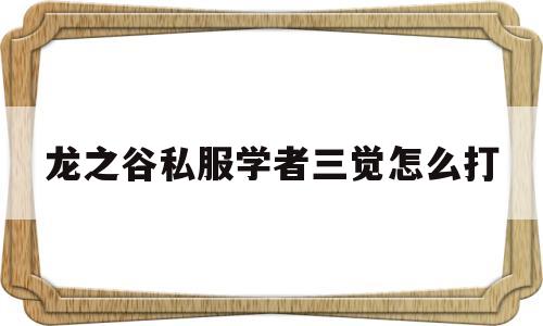 龙之谷私服学者三觉怎么打