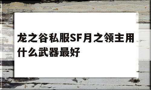 龙之谷私服SF月之领主用什么武器最好的简单介绍