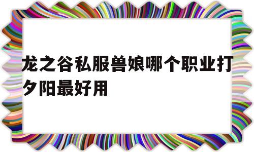 龙之谷私服兽娘哪个职业打夕阳最好用的简单介绍