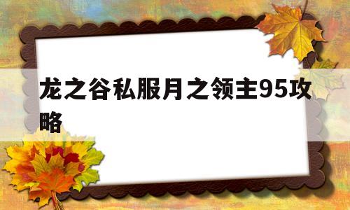 龙之谷私服月之领主95攻略