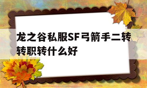 龙之谷私服SF弓箭手二转转职转什么好的简单介绍