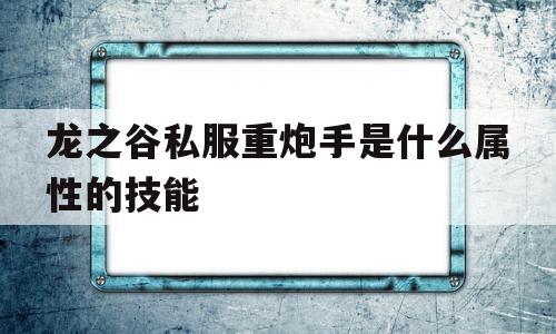 龙之谷私服重炮手是什么属性的技能的简单介绍