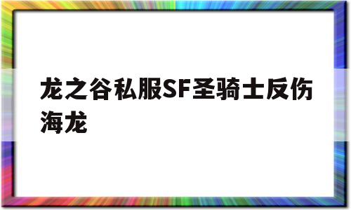 龙之谷私服SF圣骑士反伤海龙的简单介绍