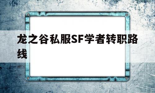 龙之谷私服SF学者转职路线