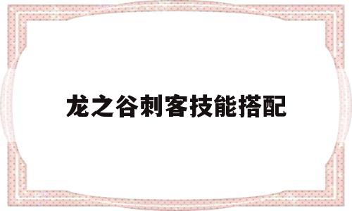 龙之谷刺客技能搭配