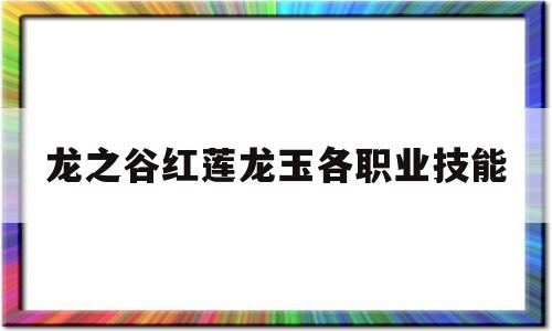 龙之谷红莲龙玉各职业技能