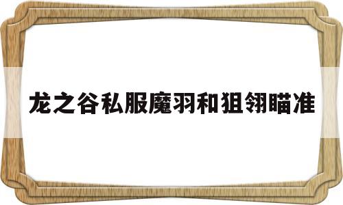 龙之谷私服魔羽和狙翎瞄准