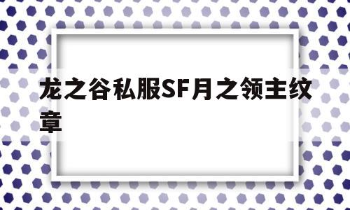 龙之谷私服SF月之领主纹章