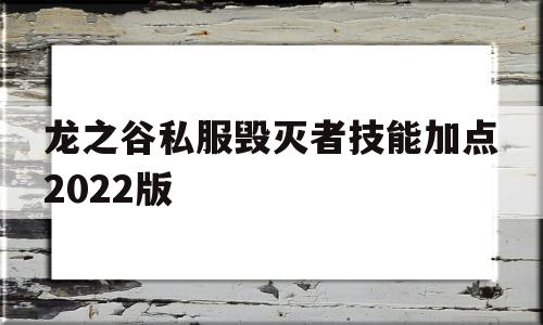 关于龙之谷私服毁灭者技能加点2022版的信息