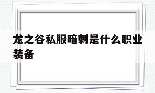 包含龙之谷私服暗刺是什么职业装备的词条