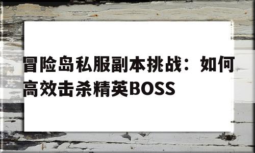 关于冒险岛私服副本挑战：如何高效击杀精英BOSS的信息