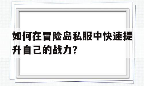 关于如何在冒险岛私服中快速提升自己的战力？的信息