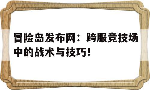 冒险岛发布网：跨服竞技场中的战术与技巧！的简单介绍