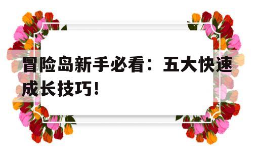 冒险岛新手必看：五大快速成长技巧！