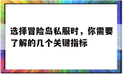 关于选择冒险岛私服时，你需要了解的几个关键指标的信息